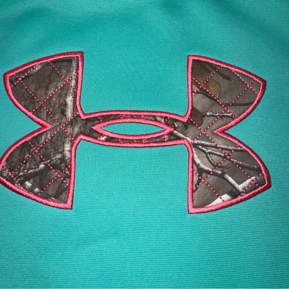 Under Armour Teal Hoodie LG Camo Lined Hood Sweatshirt Women’s Athleisure - Picture 4 of 7